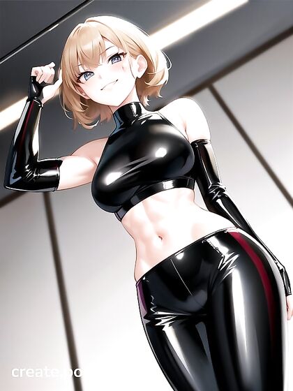 Muscular Blonde With Rounded Breasts Takes On Intense Hentai AI Image