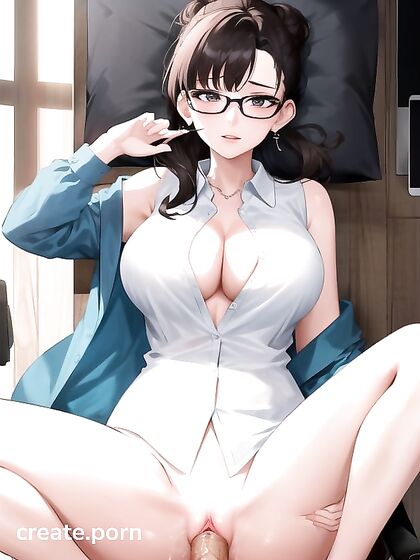 Thick-Thighed Beauty in Glasses Exploring Intense Hentai Pleasure