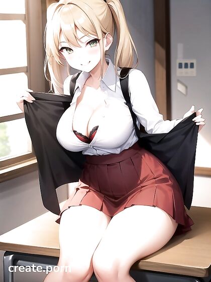 Large-Busted Student in School Uniform Takes Classrooms to New Heights Hentai Style