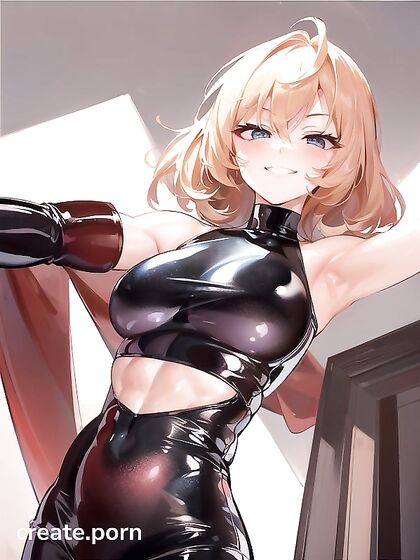 Blonde with Small Breasts Teased from Behind in Seductive Hentai AI Image