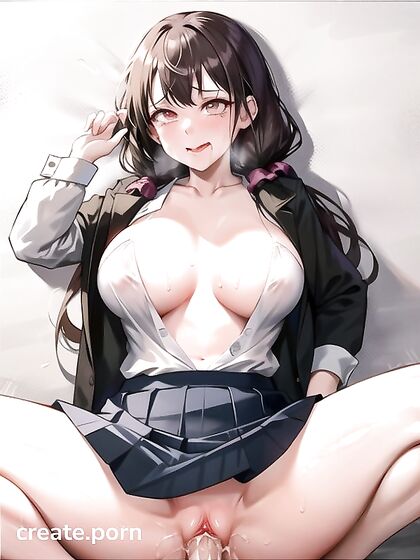 Ahegao Facial Bliss with Busty Beauty and Her Massive Ass in Hentai AI Image