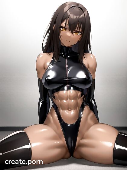 Fit Girl 18+ in Latex Shows Off Her Curves and Pubic Hair in Steamy Hentai AI Image