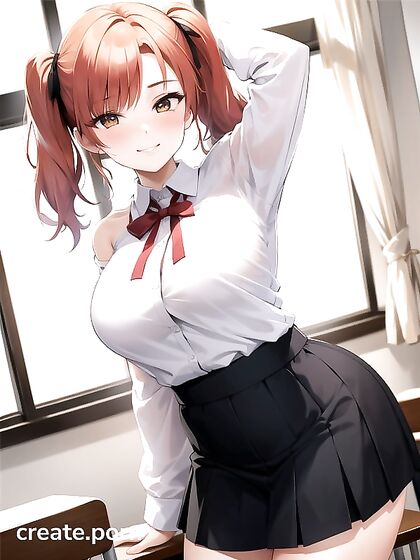 Pale-Skinned Beauty in Off-Shoulder Outfit for Steamy Hentai Pleasure
