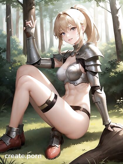 Armored Warrior Rides Her Medium-Assed Fantasy in Solo Hentai AI Image