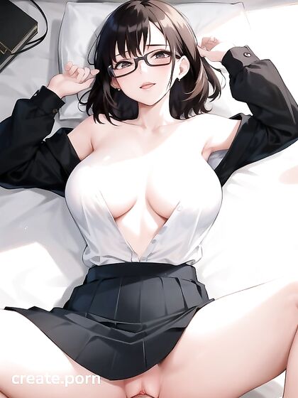 Thick-Thighed beauty with Black Hair Enjoying Top-Down Hentai Pleasure