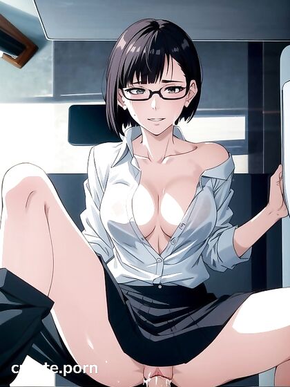 Pale-Skinned Beauty in Office Shirt Shows Off Her Busty Charm in hentai Hentai AI Image