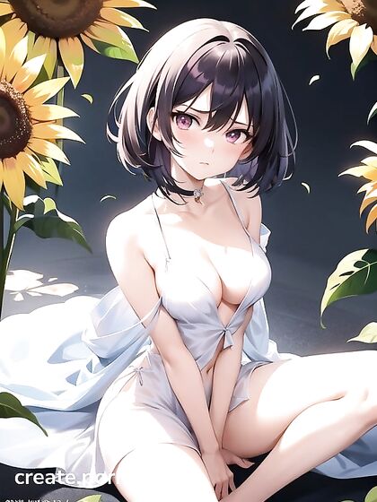 Topless Beauty in Silky Dress Tempts You in Seductive Hentai AI Image
