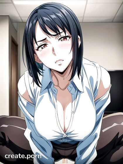 Office Seduction - Thick Beauty Unbuttons for naughty Hentai Pleasure
