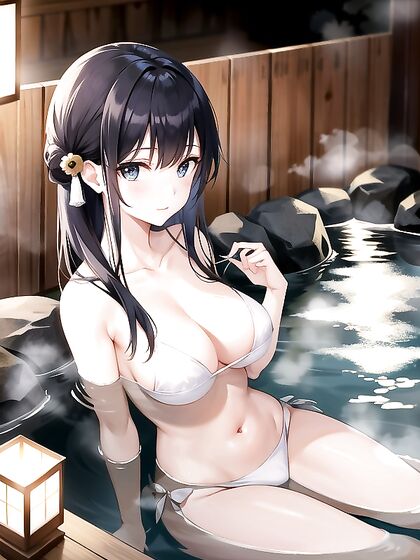 Relaxing Onsen Adventures Turn Steamy in Seductive Hentai AI Image