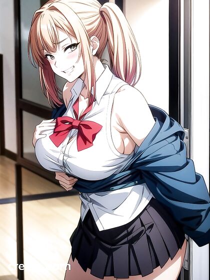 Pale-Skinned Beauty in Off-Shoulder Outfit Takes Center Stage in Hentai Ecstasy
