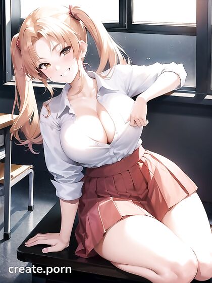 Big-Assed Student in School Uniform Takes On Thick Cock in Hentai AI Image