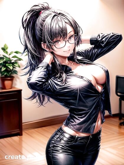 Glasses-Wearing Beauty Enjoys Intimate Night in Hentai AI Pleasure