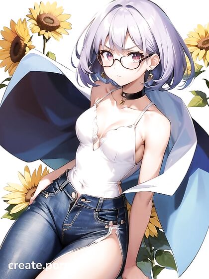 Top-Down Busty View in Seductive Standing Hentai AI Image