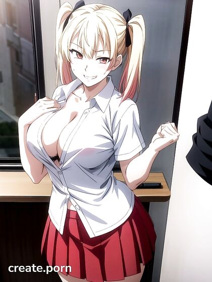 Blonde with Pigtails Unbuttons Her Way to Ecstatic Hentai Pleasure