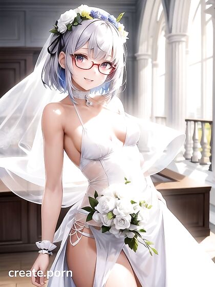Cute Bride in Wedding Dress Enjoying Naughty Noon Hentai Pleasure