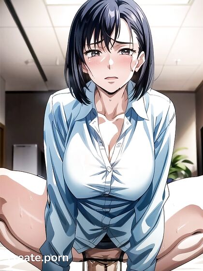 Squatted Pale Beauty Reaches Intense Orgasm in Hentai cumshot