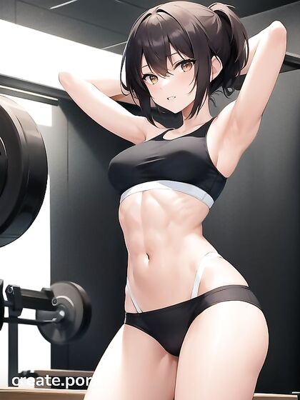Cute Girl 18+ in Sport Bra Enjoying Sexy Hentai AI Image