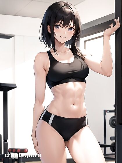 Happy Girl 18+ with Small Breasts Shows Off Her Sexy Tan Lines in Hentai AI Image