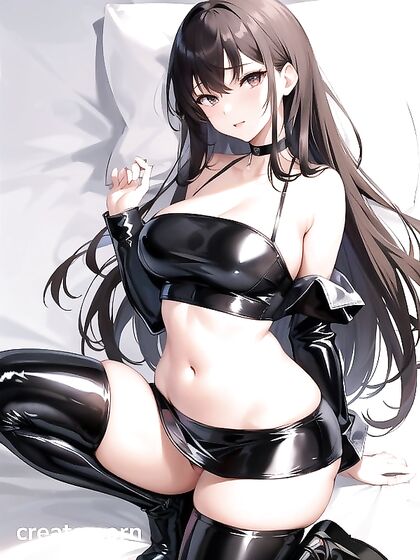 18-Year-Old in Seductive Leather costume Reaches Intense Hentai Orgasms