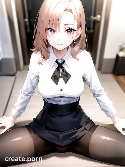 Skinny Teacher Shows Off Her Flexibility with Seductive Splits in Hentai AI Image
