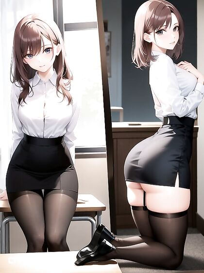 Skinny Teacher with Small Breasts Seduces in Horny Hentai AI Image