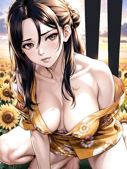 Kimino Clad Beauty with Elegant Hair Bun Seduces in Mesmerizing Hentai AI Image