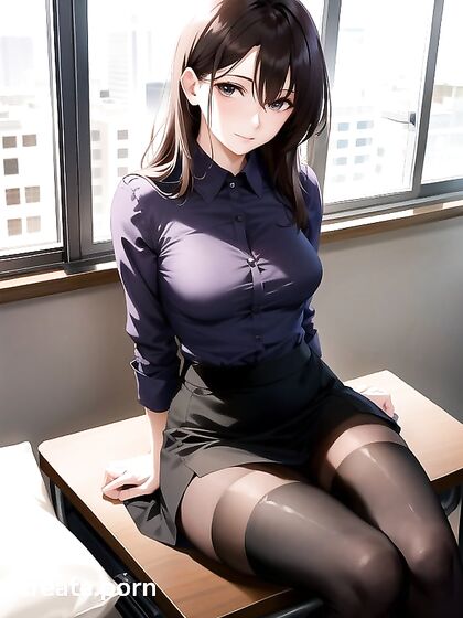 Skinny Girl 18+ in Nylon Stockings Seductively Sits Down for Hentai Pleasure