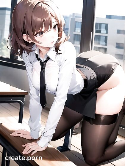 Small Breasts and Nylon Stockings Heat up the Classroom in Steamy Hentai AI Image