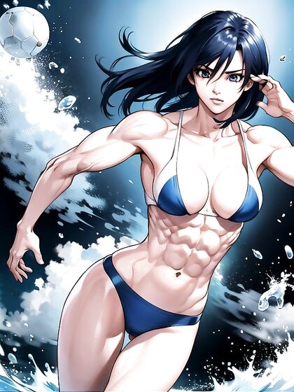 Muscular Blue-Skinned Warrior Dominates in Intense Manga Hentai AI Image