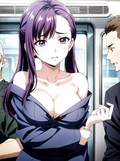 Off-Shoulder Decollete Seduction on the Train in Steaming Hentai AI Image