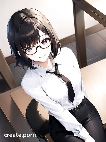 Office Seduction - Glasses-Wearing Babe Stands for Intense Hentai Pleasure