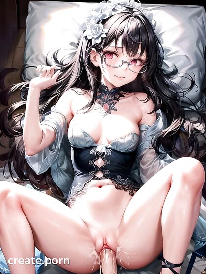 Raven-Haired Beauty in Wedding Dress Takes On Top for Steamy Hentai AI Image
