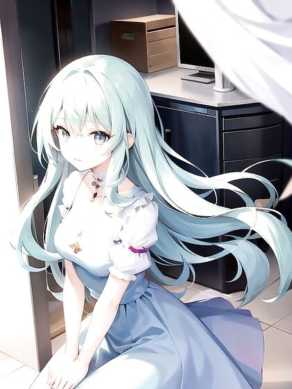 Pale-Skinned Beauty in Pastel-Colored Hentai AI Image