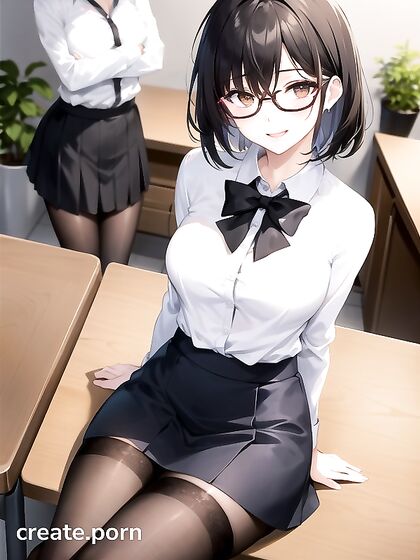 Skinny Black-Haired Beauty Stands for Intense Hentai Pleasure