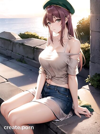 Skinny Girl 18+ in Oversized T-Shirt Enjoying Sunset hentai Pleasure