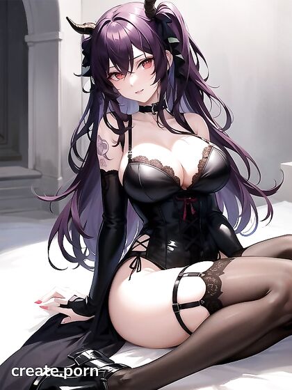 Natural Breasts and Fishnet Stockings Heat Things Up in Seductive Hentai AI Image