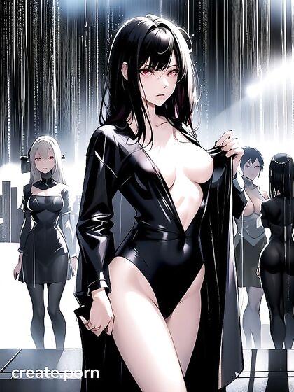 Sad Black-Haired Beauty in Elegant Dress for Intense Hentai Pleasure