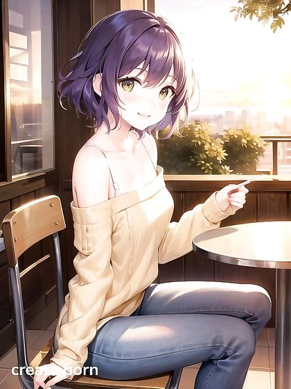 Vibrant Purple and Green Colors Enhance Sunset-Themed Hentai Pleasure