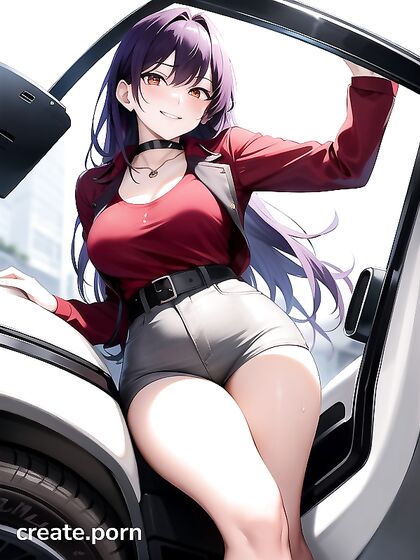 Red-Haired Beauty Takes Control in Steamy Car Hentai AI Image