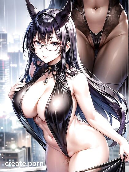 Detailed Front View - Sexy Milf in Silk Dress for Steamy Hentai AI Image