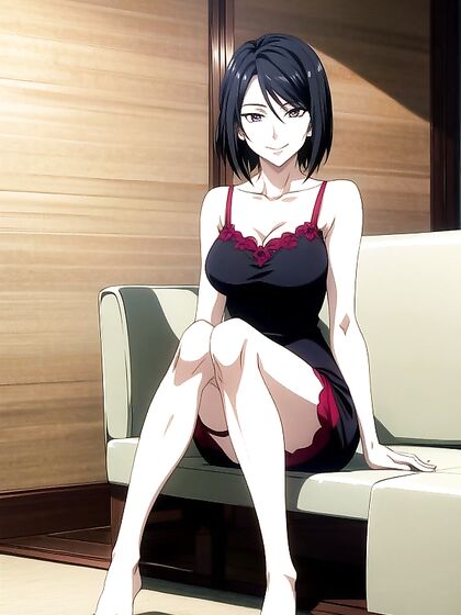 Black-Haired Beauty Shows Off Her Perfect Feet in Seductive Hentai AI Image