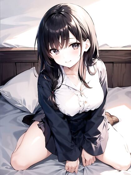 Sunny Wears Her School Uniform and Seductively Gazes at You in This Hentai AI Image
