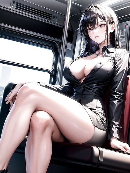 Office Lady's Legs Crossed in Pantyhose for Seductive Hentai AI Image
