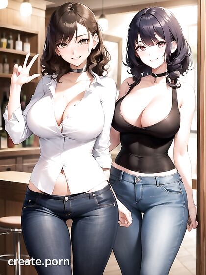 Mischievous Brown-Haired Beauty with Large Breasts in Seductive Hentai AI Image