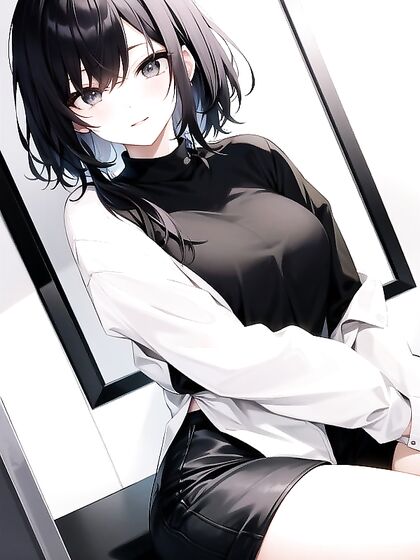 Pastel-Colored Beauty with Raven Locks in Seductive Hentai AI Image