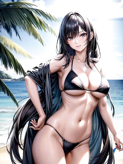 Beach Bikini Bliss - Seductive Wallpapers Turned into Steamy Hentai AI Image