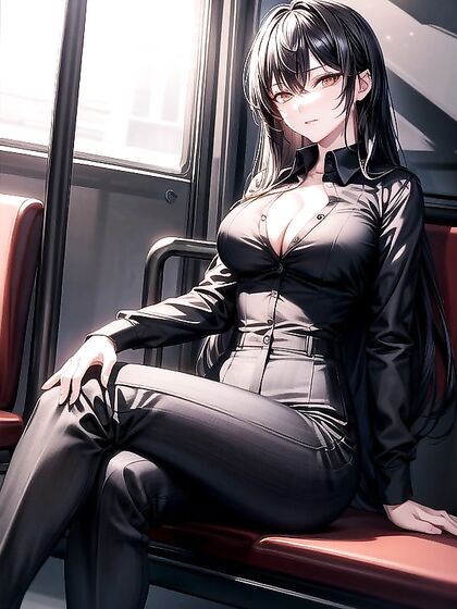 Office Worker Stripped Down for Steamy Bus Hentai AI Image