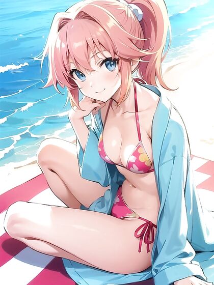 Sunny Takes Her Bathrobe Off at the Beach for steaming hentai Fun