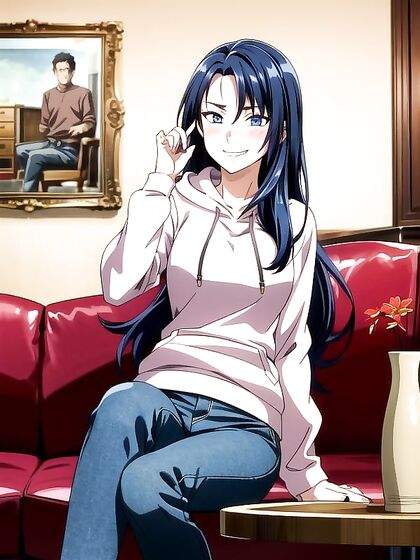 Blue Jean Clad Beauty Enjoys Long-Length Action in Steamy Hentai AI Image