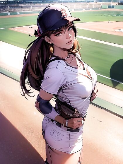 Cheerleader Gets Wild at the Baseball Stadium in Steaming Hentai AI Image